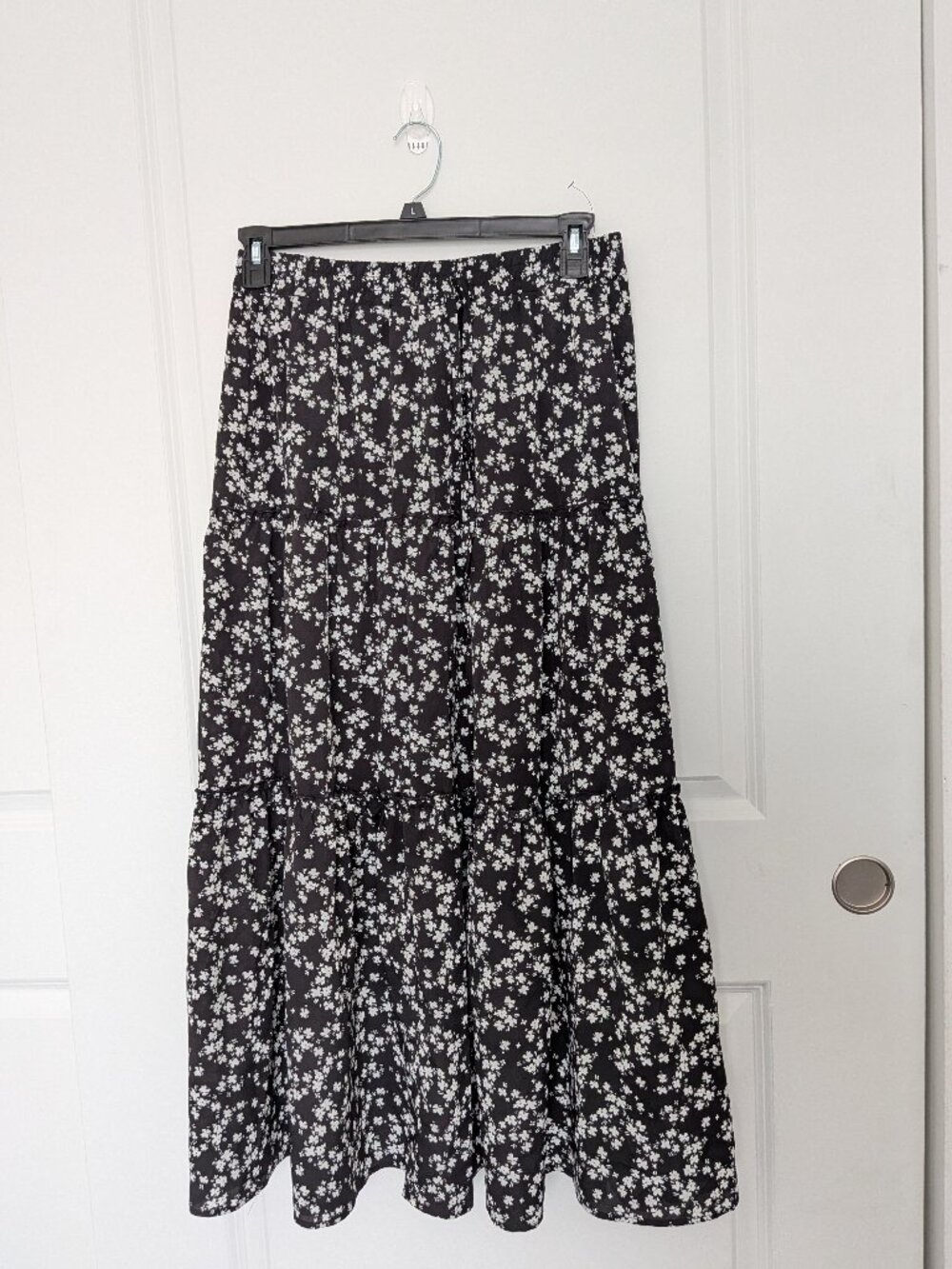 Black floral maxi skirt